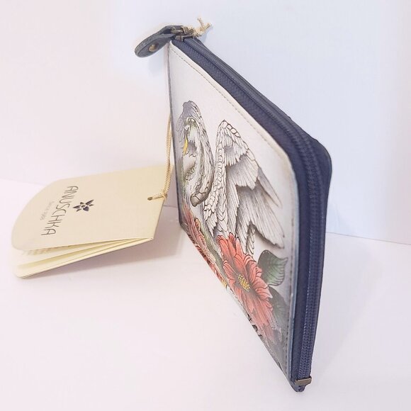 Anuschka Genuine Leather RFID Blocking Card Holder – Swan & Floral Design - Picture 4 of 7